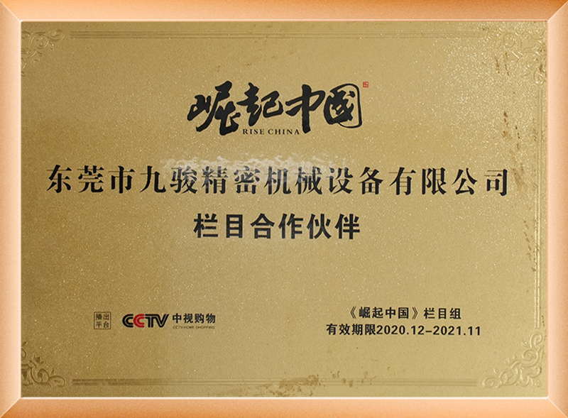 崛起中国栏目合作伙伴证书